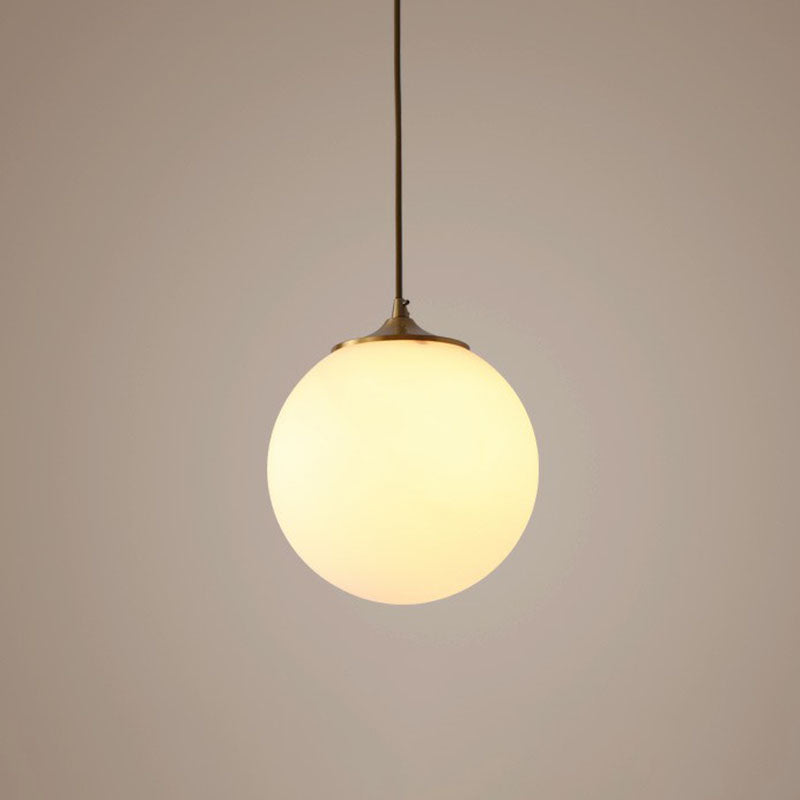 Sleek Frosted White Glass Pendant Light With Global Suspension - Ideal For Dining Rooms 1 Bulb Drop