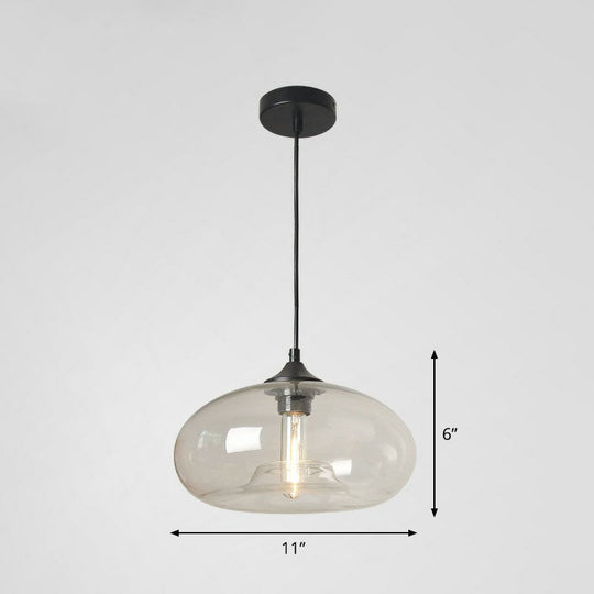 Black Glass Dining Pendant Light With Modern Ellipse Suspension - 1 Head Fixture Clear