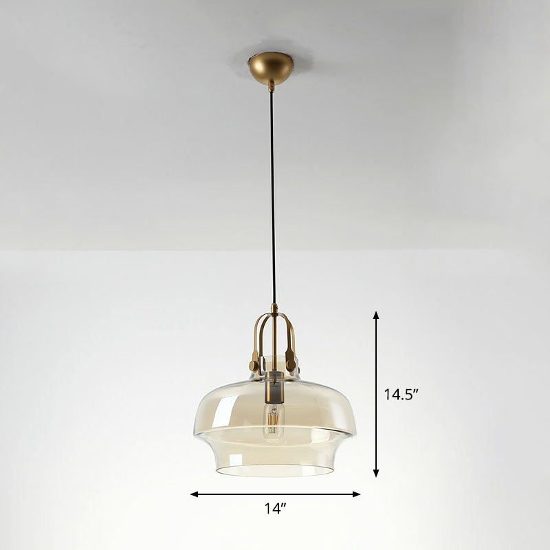 Modern Glass Pot-Shaped Pendant Light For Dining Room Ceiling Cognac