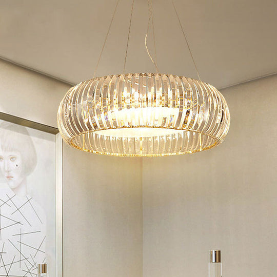 Minimal Gold Globe Chandelier With 6 Crystal Lights - Living Room Pendant Fixture