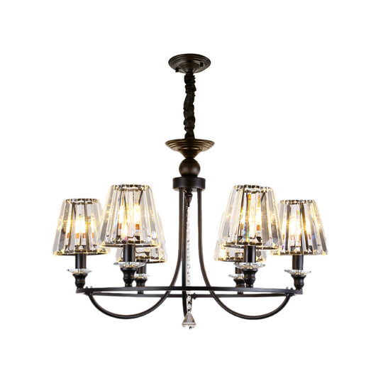 Contemporary Tapered Crystal Chandelier Pendant Light With 4/6/8 Lights - Black Ceiling Hanging