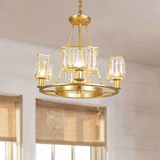 Modern Black/Gold Circle Crystal Ceiling Chandelier - 4/6 Lights Hanging Fixture For Bedroom