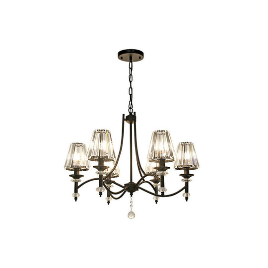 Contemporary Crystal Chandelier Pendant Light Kit - Tapered Design Adjustable Chain 4/6/8 Lights