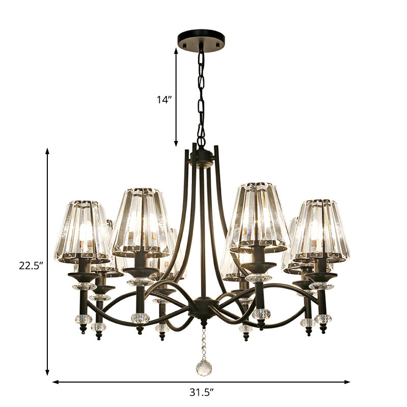 Contemporary Crystal Chandelier Pendant Light Kit - Tapered Design Adjustable Chain 4/6/8 Lights