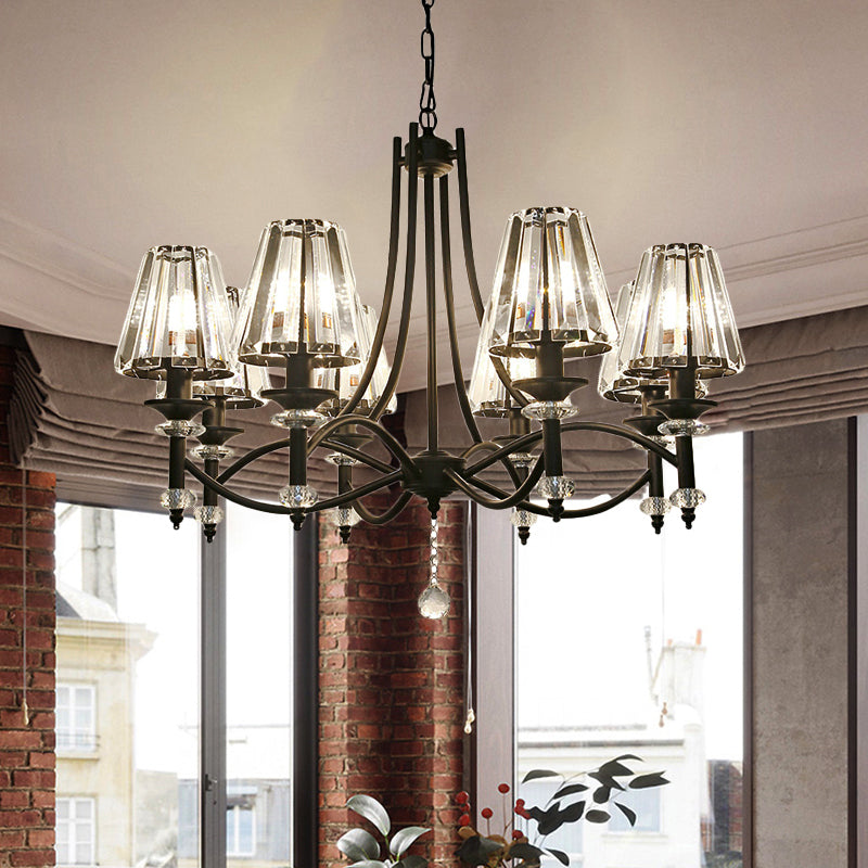 Contemporary Crystal Chandelier Pendant Light Kit - Tapered Design Adjustable Chain 4/6/8 Lights