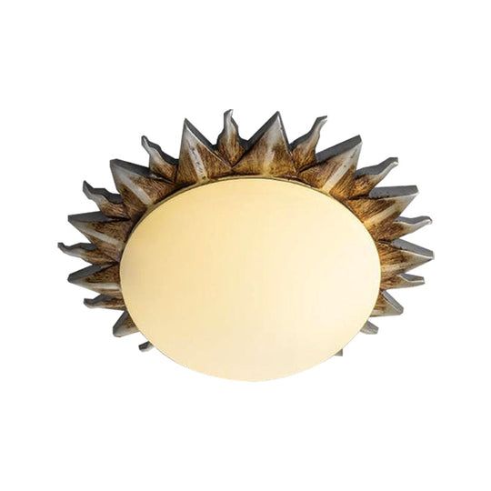 Traditional White Glass Flush Mount Ceiling Light For Dining Room - 1/3 Sunburst Lights Sizes 9 Or