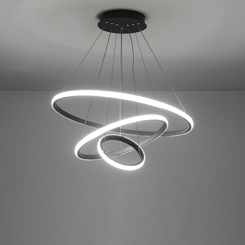Modern Black Led Circle Pendant Chandelier For Restaurants