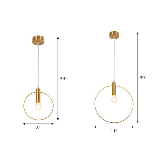 Minimalist Brass Finish Single Bulb Ring Pendulum Light Fixture