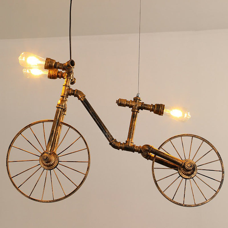 Industrial Rust Piping Metal Ceiling Chandelier - Stylish Dining Room Hanging Light Fixture / C