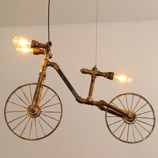 Industrial Rust Piping Metal Ceiling Chandelier - Stylish Dining Room Hanging Light Fixture / C