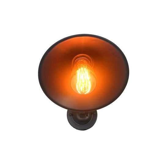 Vintage Iron Swing Arm Wall Lamp: Black Flared Reading Light For Bedroom With 1 Bulb - Mount
