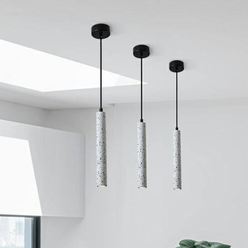 Terrazzo Dining Room Pendant Light - Minimalist Tube Led Spotlight For Hanging Ceiling