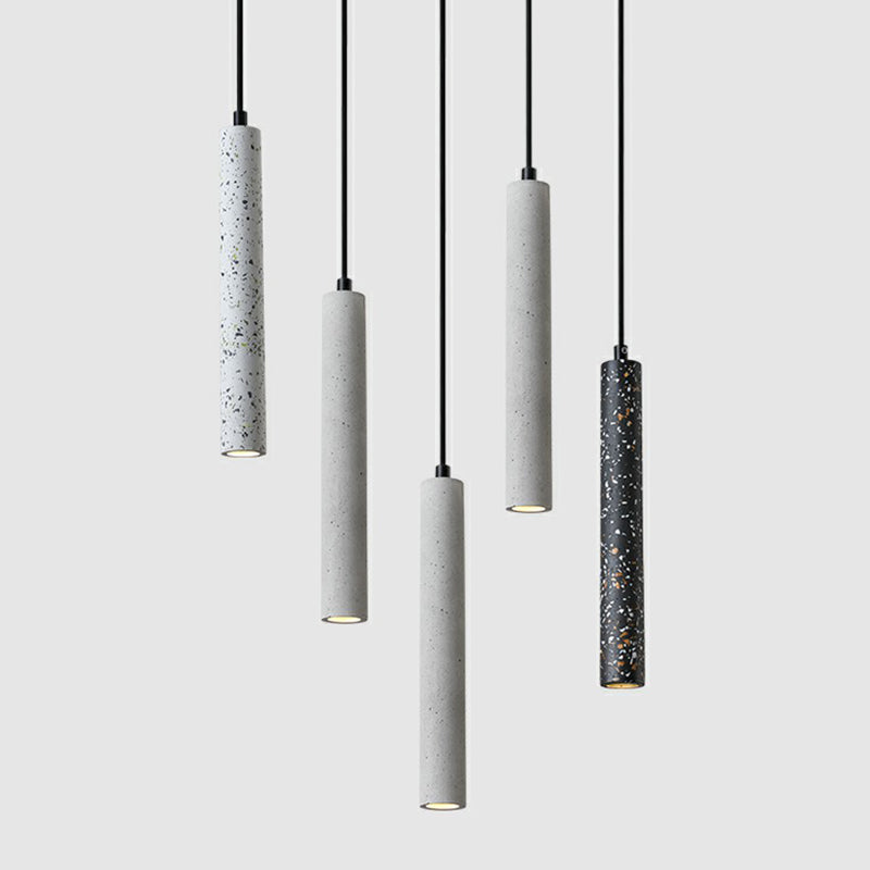 Terrazzo Dining Room Pendant Light - Minimalist Tube Led Spotlight For Hanging Ceiling