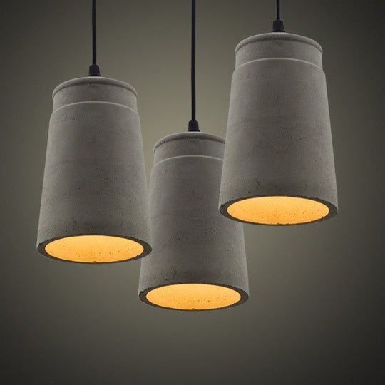Simplicity 1-Light Cement Hanging Light: Grey Horn Suspended Lighting Fixture - Ideal For