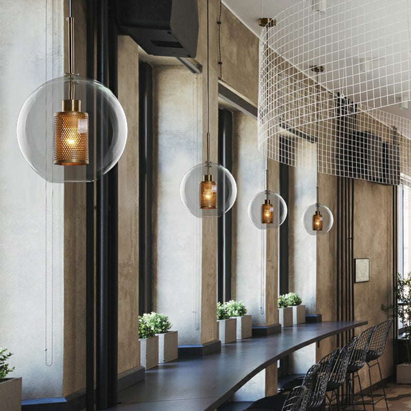 1-Light Clear Glass Shade Pendant - Simple And Stylish Hanging Light Fixture For Restaurants