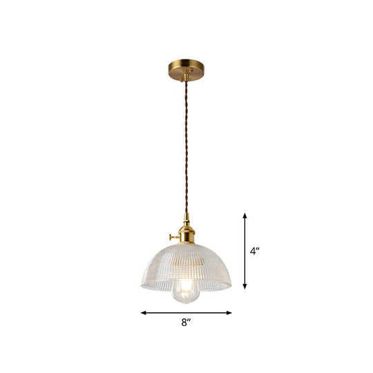 Vintage-Style Brass Pendant Lamp With Glass Shade For Dining Room Lighting / H
