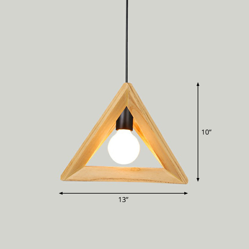 Geometric Wooden Cage Pendant Lamp - Minimalist Single Ceiling Light For Restaurants Wood / A