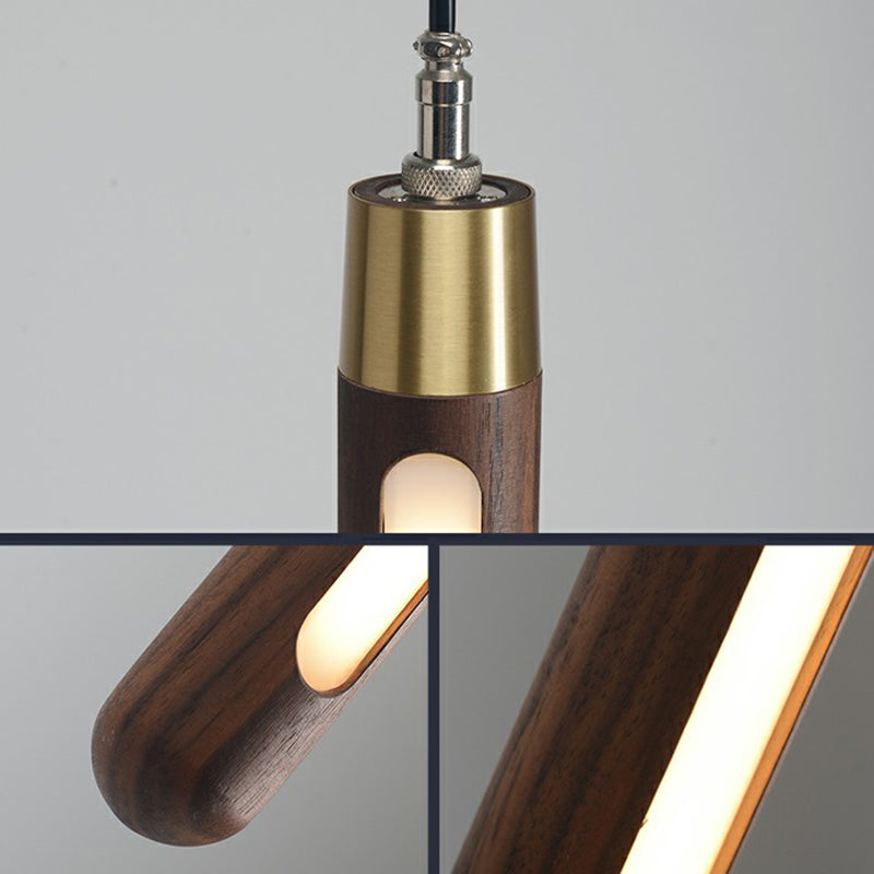 Wooden Simplicity Led Pendulum Light - Stylish Pole-Shaped Bedside Pendant Fixture