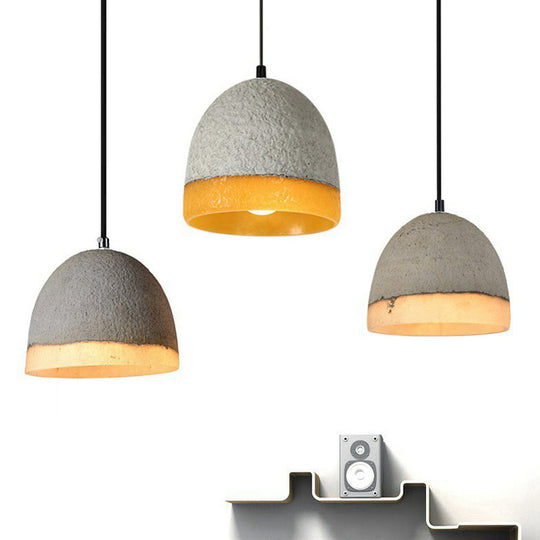 Nordic Cement Ceiling Pendant Light - Bell Shaped Grey Ideal For Dining Rooms 1 Bulb Included