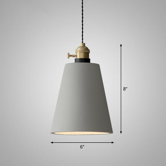 Minimalist Geometric Cement Pendant Light With Rotary Switch For Dining Rooms - Grey / A