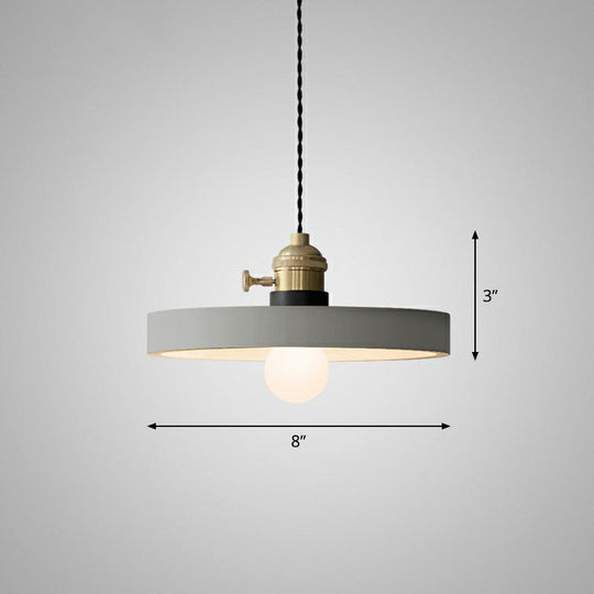 Minimalist Grey Cement Pendant Light - Geometric Dining Room Down Lighting 1-Light With Rotary