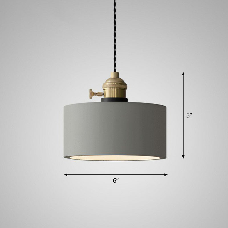 Minimalist Geometric Cement Pendant Light With Rotary Switch For Dining Rooms - Grey / C