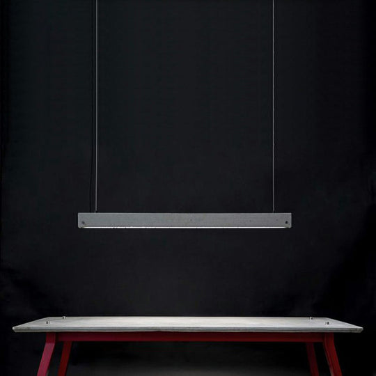 Sleek Grey Rectangular Suspension Lighting: Simplicity 1-Head Cement Ceiling Light For Office