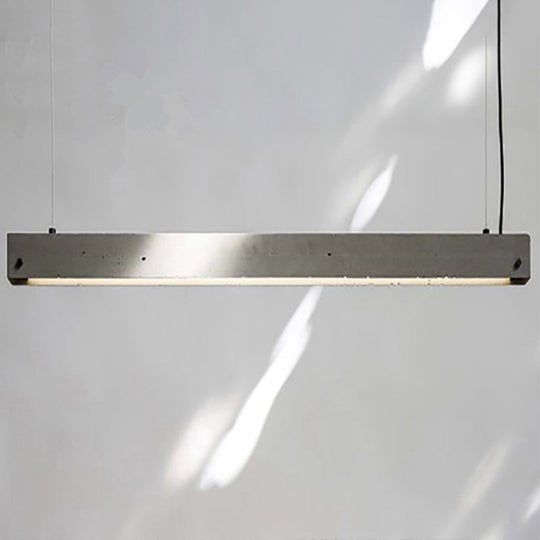 Grey Rectangular Ceiling Light For Office - Simple 1 Head Suspension Lighting In Cement / 38.5’