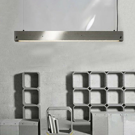 Grey Rectangular Ceiling Light For Office - Simple 1 Head Suspension Lighting In Cement