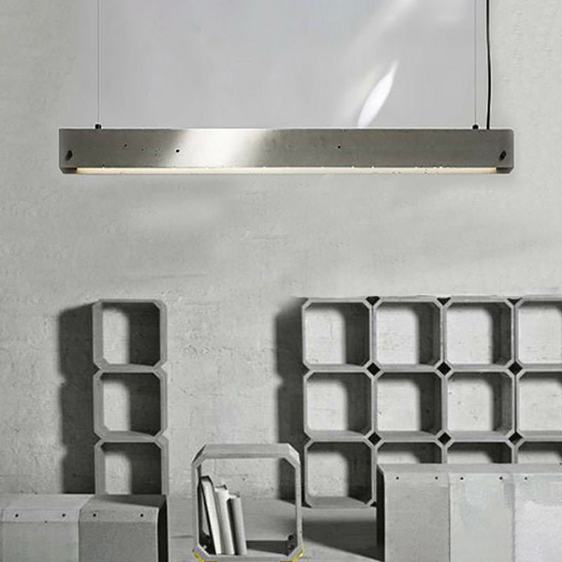 Sleek Grey Rectangular Suspension Lighting: Simplicity 1-Head Cement Ceiling Light For Office