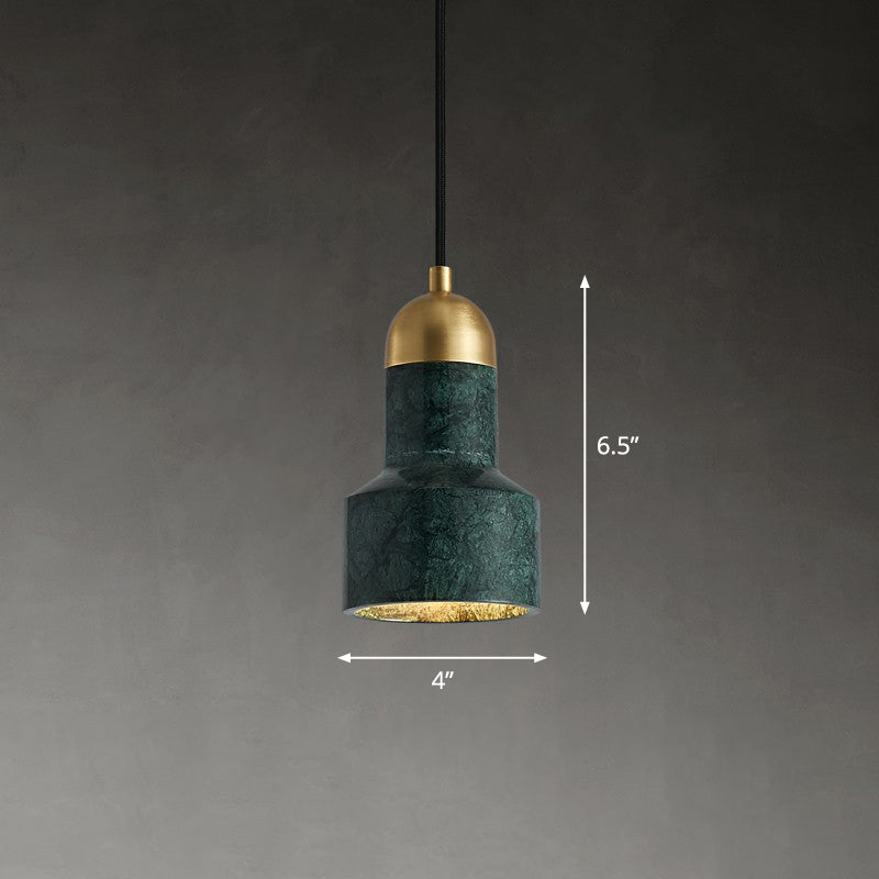 Postmodern Marble Grenade Pendant With Single Bulb For Stylish Table Lighting Green