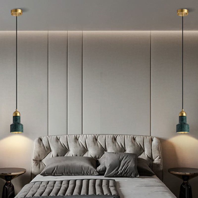 Postmodern Marble Pendant Lamp With Down Lighting - Single-Bulb Ceiling Hang Fixture For Table