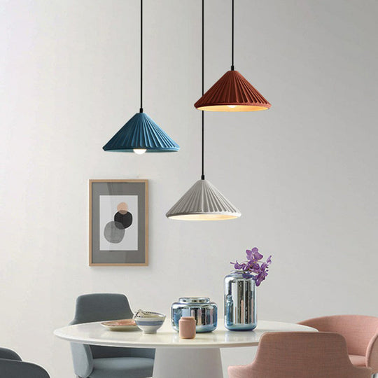 Macaron Cement Conical Pendant Ceiling Light - Single Suspension Fixture For Living Room