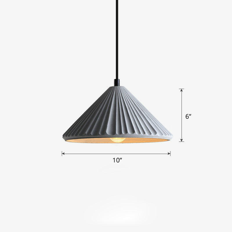 Macaron Single Pendant Ceiling Light For Living Room - Cement Conical Suspension Fixture Grey