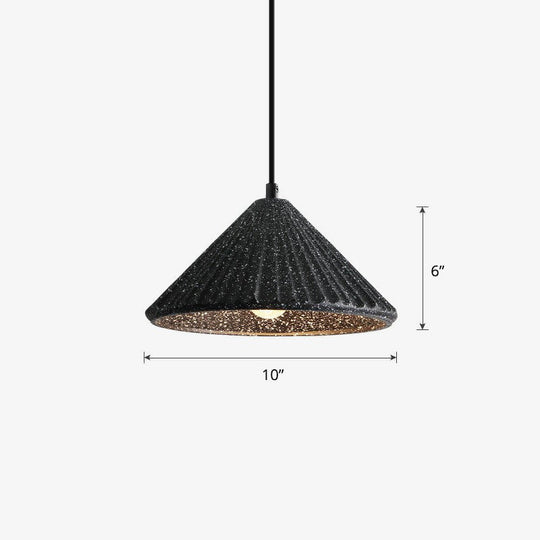 Macaron Cement Conical Pendant Ceiling Light - Single Suspension Fixture For Living Room Black-White