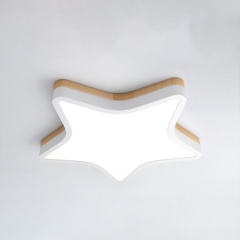 Kids Star Led Ceiling Lamp In Yellow - White - Acrylic Flush Mount Fixture For Bedrooms Yellow /