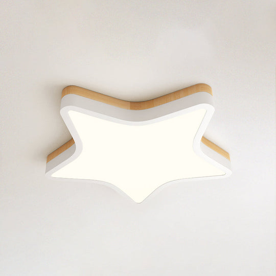 Kids Star Led Ceiling Lamp In Yellow - White - Acrylic Flush Mount Fixture For Bedrooms Yellow /