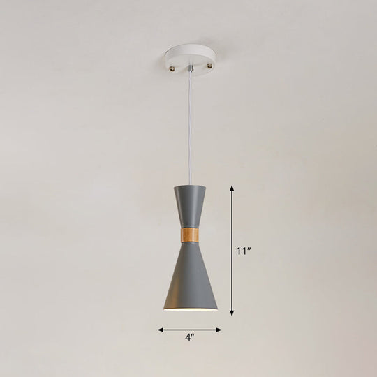 Nordic Metallic Hourglass Pendant Light - Stylish 1-Light Bedside Hanging Ceiling Fixture