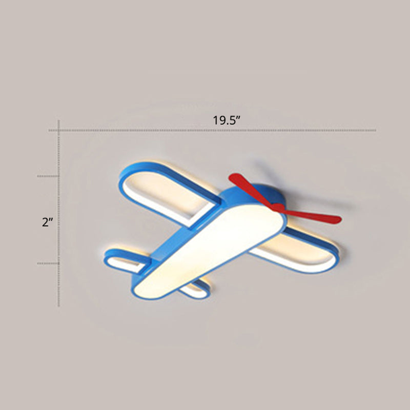 Led Plane Flush Mount Ceiling Light - Kids Style Acrylic Blue / 19.5’ Warm