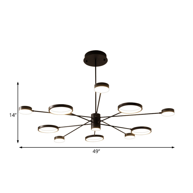 Modern Acrylic Sputnik Chandelier Pendant Light: Black Led Hanging Lamp Fixture With 6/8/10 Lights