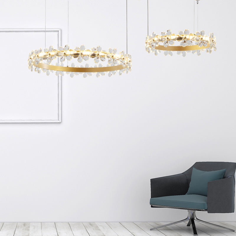 Contemporary White Garland Chandelier: Led Crystal Pendant Light Fixture (2/3 Lights) In White/Warm