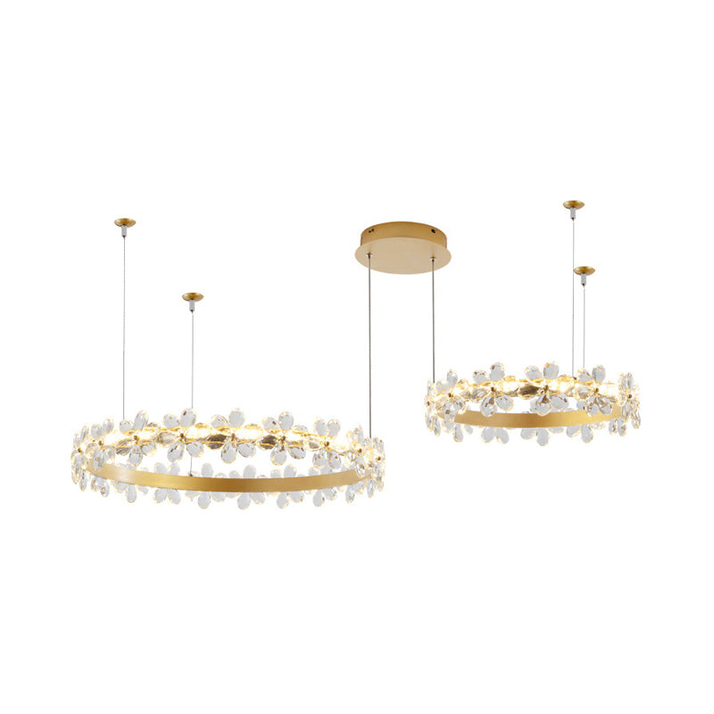 Contemporary White Garland Chandelier: Led Crystal Pendant Light Fixture (2/3 Lights) In White/Warm