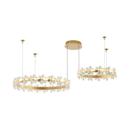 Contemporary White Garland Chandelier: Led Crystal Pendant Light Fixture (2/3 Lights) In White/Warm