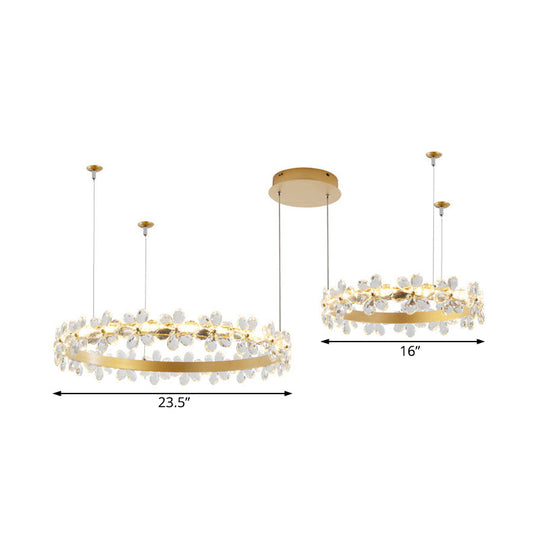 Contemporary White Garland Chandelier: Led Crystal Pendant Light Fixture (2/3 Lights) In White/Warm