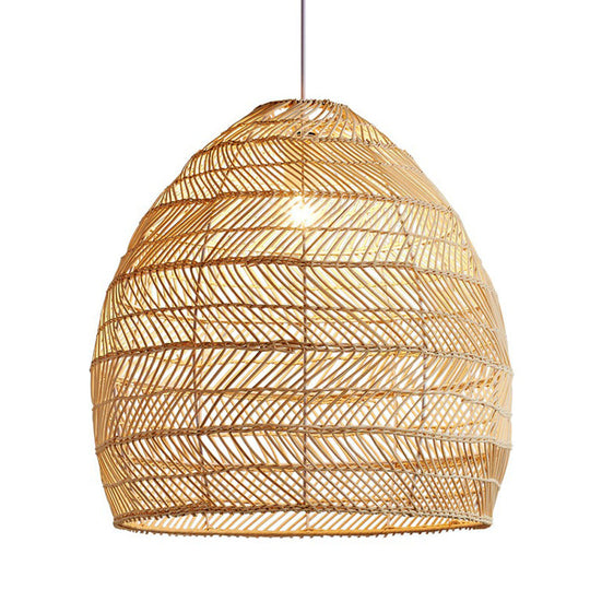 Minimalist Single-Bulb Hanging Lamp With Rattan Shade | Restaurant Ceiling Light