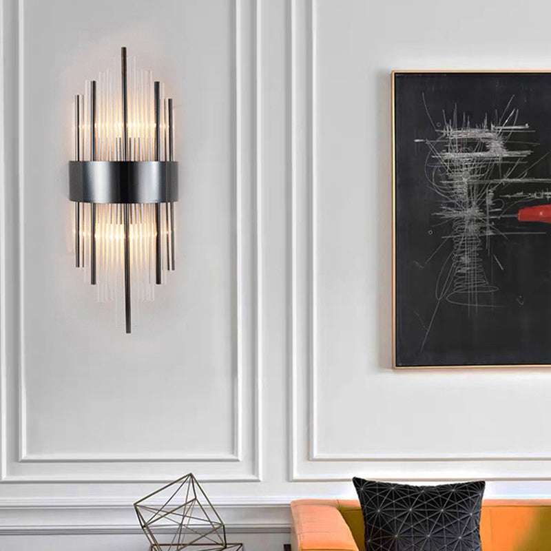 Modern Crystal Rod Wall Mounted Flute Sconce Lamp