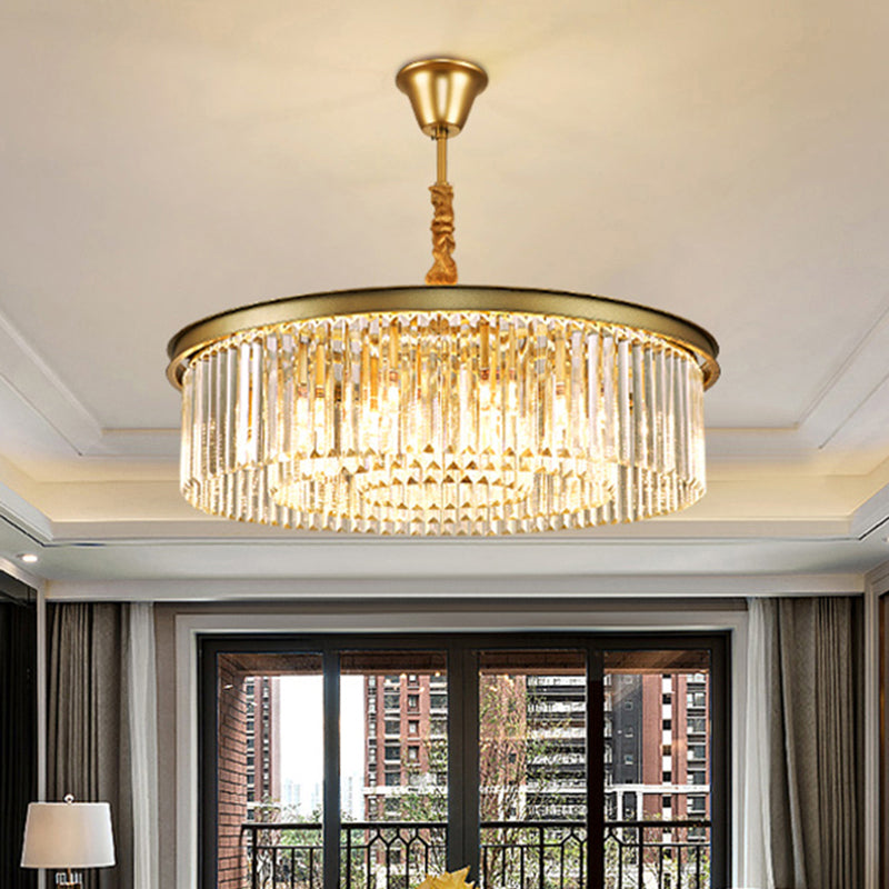 Modern Gold Finish Crystal Ceiling Chandelier For Living Room