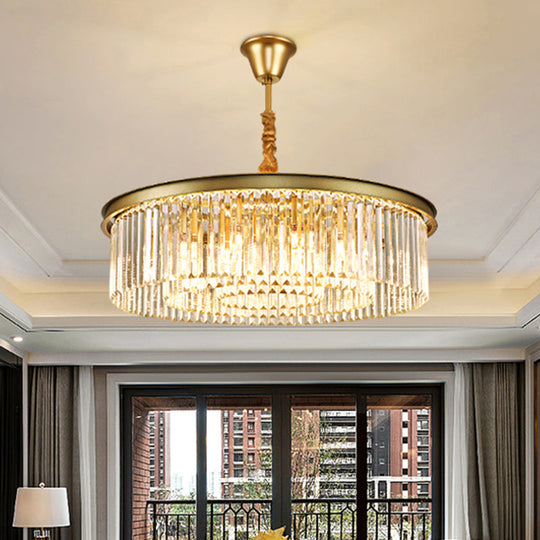 Modern Gold Finish Crystal Ceiling Chandelier For Living Room