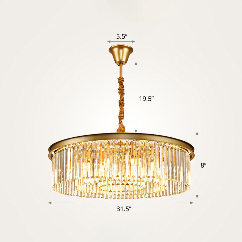 Modern Gold Finish Crystal Ceiling Chandelier For Living Room / 31.5’