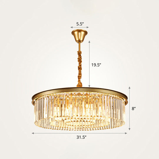 Modern Gold Finish Crystal Ceiling Chandelier For Living Room / 31.5’